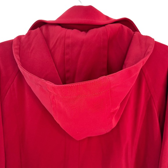 LONDON FOG Women's Hooded Water Resistant Trench Coat • XL • red, silver toggles - Picture 6 of 11